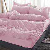 Jogo De Cama Rosa Casal Queen 4 Pç Com Edredom 260x260cm