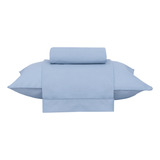 Jogo De Cama Solteiro 180 Fios Buddemeyer Basic Percalle 3pç Cor Azul Desenho Do Tecido Lisa