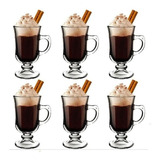 Jogo De Canecas Em Vidro Irish Coffe 6 Peças 120ml Capuccino