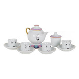 Jogo De Chá A Bela E A Fera 6pcs Porcelana 22x28x18cm