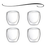Jogo De Copos De Café 2uni Parede Dupla D Vidro 80ml Xicara