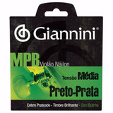 Jogo De Cordas P/ Violão Nylon Giannini Mpb Preto Prata