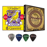 Jogo De Cordas P/ Violão Nylon Strinberg Giannini + Palhetas