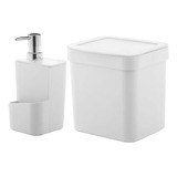 Jogo De Cozinha P/ Pia 2 Pçs Porta Detergente + Lixeira 2,5l