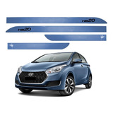 Jogo De Friso Lateral Facão Hyundai Hb20 Azul Sky 2016 2017
