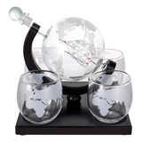 Jogo De Garrafa Com 4 Copos Decanter Globo Em Vidro 850ml