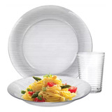Jogo De Jantar Vidro Marinex Duralex Diamante - Kit 12 Peças