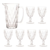 Jogo De Jarra De Suco E Taças De Agua Vinho Diamond 