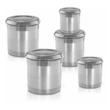 Jogo De Latas Mantimento De Aluminio 5 Peças Polido E Lixado