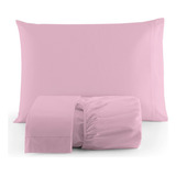 Jogo De Lençol Solteiro 2 Peças Cama Box 200 Fios P/ Hotel Cor Lençol Solteiro 2 Peças Rosa Desenho Do Tecido Liso