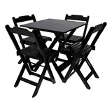 Jogo De Mesa 70x70 Com 4 Cadeiras Dobraveis
