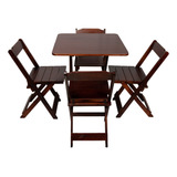 Jogo De Mesa C/ 4 Cad 70x70 Madeira Pinus Maciça Restaurante