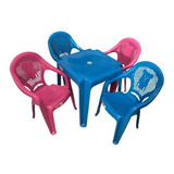 Jogo De Mesa Com Cadeiras Plástica Infantil Cor Azul/rosa