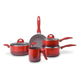Jogo De Panelas 5 Peças Ceramic Life Magnólia - Brinox Cor Vermelho