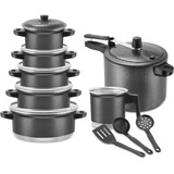 Jogo De Panelas Caçarola + Panela Pressão + Caneco Kit 10 Pç