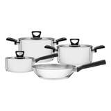 Jogo De Panelas Para Indução Inox Fundo Triplo Brava 4 Peças Cor Aço Inox