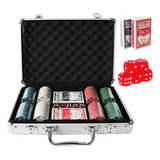 Jogo De Poker 200 Fichas Numeradas 2 Baralhos 5 Dados Maleta