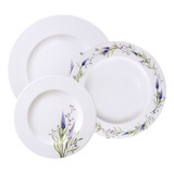 Jogo De Pratos Em Porcelana Lilla 12 Peças Branco Verde E Lilás Tramontina