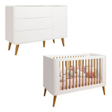 Jogo De Quarto Bebê Retrô Mila Sapateira 3g Branco Madeira