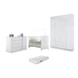 Jogo De Quarto Infantil Roupeiro Cômoda Berço C/ Colchão