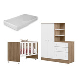 Jogo De Quarto Para Bebê Roupeiro/cômoda Berço E Colchão 