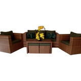 Jogo De Sofá 3 Lugares 1 Poltrona + Mesa Com 2 Puff