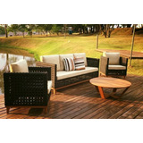 Jogo De Sofá 3 Lugares 2 Poltronas Fibra + 1 Mesa De Centro