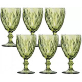 Jogo De Taças De Vidro Diamond 300ml Transparente Cor Verde