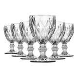 Jogo De Taças Diamond Vidro Suco Água Vinho 330ml Com 6 Pçs