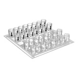 Jogo De Xadrez Shot Drink 35x35 Tabuleiro De Vidro - Western
