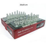 Jogo De Xadrez Tabuleiro De Vidro Luxo Tam:25x25cm 32 Peças