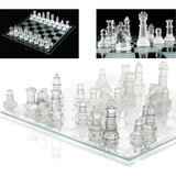 Jogo De Xadrez Vidro Tabuleiro 20cm Luxo Decoração Presente