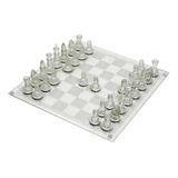 Jogo De Xadrez Vidro Transparente/fosco 19,8cm - 16 Peças