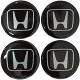 Jogo Emblema Resinado Honda Preto Centro Calota Roda 48mm 