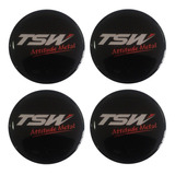 Jogo Emblema Tsw Preto Botom Para Calota Roda Esportiva 65mm