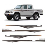 Jogo Faixas Hilux 1992 2002 2003 2004 Cabine Dupla Grafite