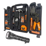 Jogo Ferramentas Kit 129 Pçs Maleta Sparta + Lanterna 9 Leds