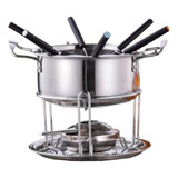 Jogo Fondue Inox Carne Queijos Vinhos Casa Conjunto 11 Peças