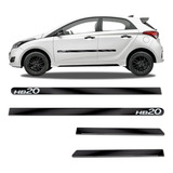 Jogo Friso Lateral Hb20 Hatch 12 A 19 Preto Tipo Borrachão