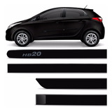 Jogo Friso Lateral Hb20 Hatch 2017 2018 2019 2020 Preto Onix