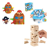 Jogo Infantil Caiu Perdeu + Barril Pula Pirata + Quebra Gelo