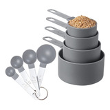 Jogo Kit 8 Peças Medidor Culinário Colher Copo Em Aço Inox
