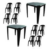 Jogo Kit Com 2 Mesas Jantar De Plastico E 8 Cadeira Multiuso