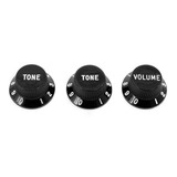 Jogo Knob 2 Tone 1 Volume Guitarra Stratocaster Knobs Preto