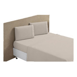 Jogo Lençol 4 Peças Cama Box Casal 400 Fios Micropercal Cor Cáqui Desenho Do Tecido Liso