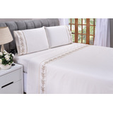 Jogo Lençol Casal Padrão Cama Box Cinza 4 Peças 200 Fios 