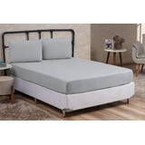 Jogo Lençol Casal Queen 3 Pçs Cama Box 100% Algodão 200 Fios