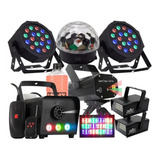 Jogo Luz Kit Iluminação Festa Total 9x1 Laser Fumaça Strobo