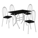 Jogo Mesa Jantar Cozinha Retangular 4 Cadeiras Ferro Resistente C/ Assento Cor Branco Ps Móveis