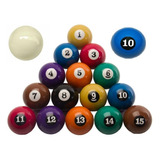 Jogo Numeradas + Bola Numero 10 50 Mm + Branca 54 Mm Bilhar